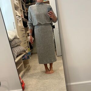 Gray Knit Turtleneck Sweater Dress